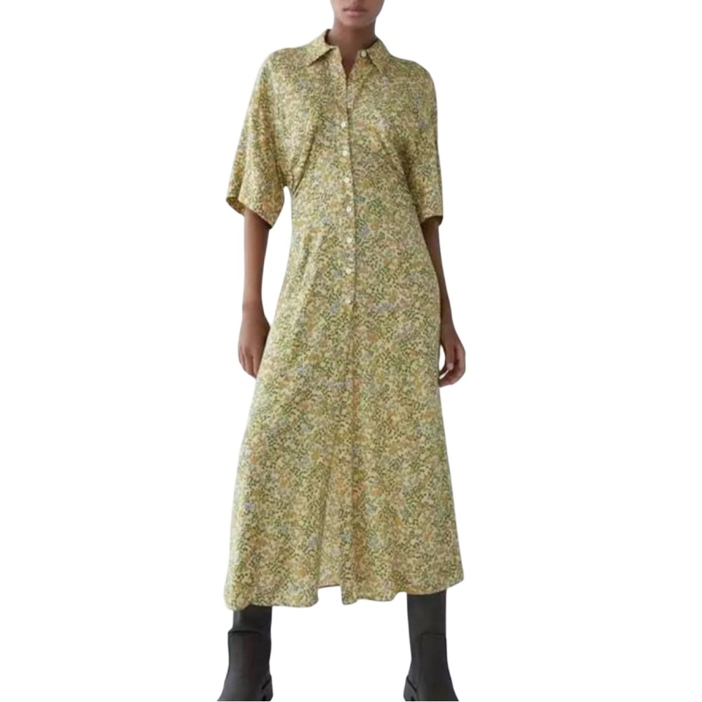 ZARA | sz XS | floral midi dress vintage style cottage core - prairie pattern